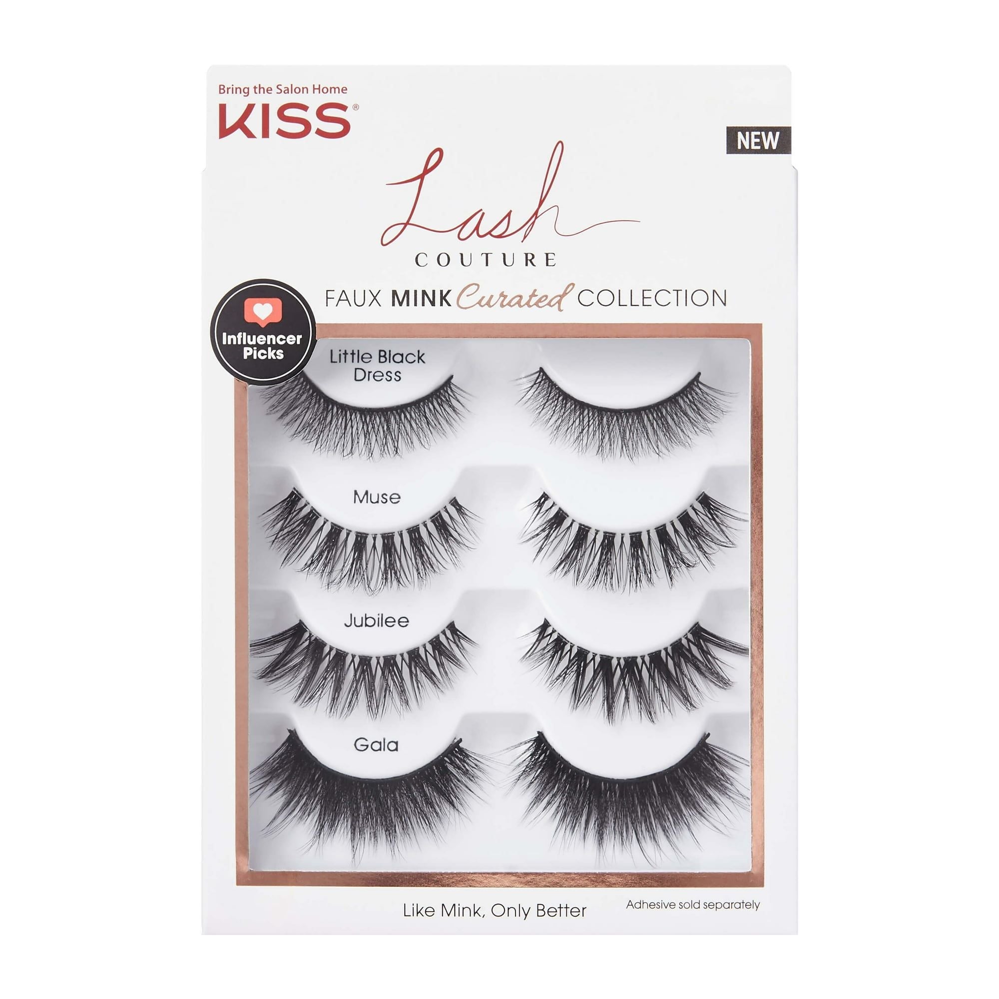 Kiss USA Lash Couture Faux Mink Curated Collection, False Eyelashes Multipack