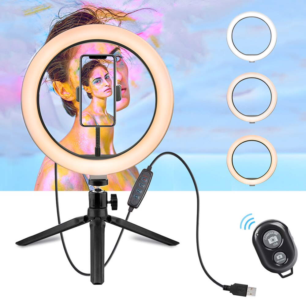 10 Inch 26CM Ring Light with Stand - Rovtop LED Camera Selfie Light Ring for iPhone Tripod and Phone Holder for Video Photography