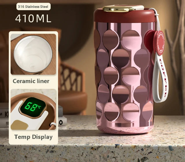 LED Temperature Display Insulated Cup - Stainless Steel Cup 410ml