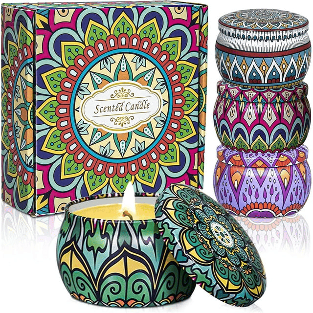 Oshine 4 Pack Scented Candles Gifts Set Christmas Candles Aromatherapy Soy Wax Candles Home Fragrance Stress Relief Candles for Yoga, Sleeping,Mother's day,Valentine's day,Birthday Gifts,Anniversary