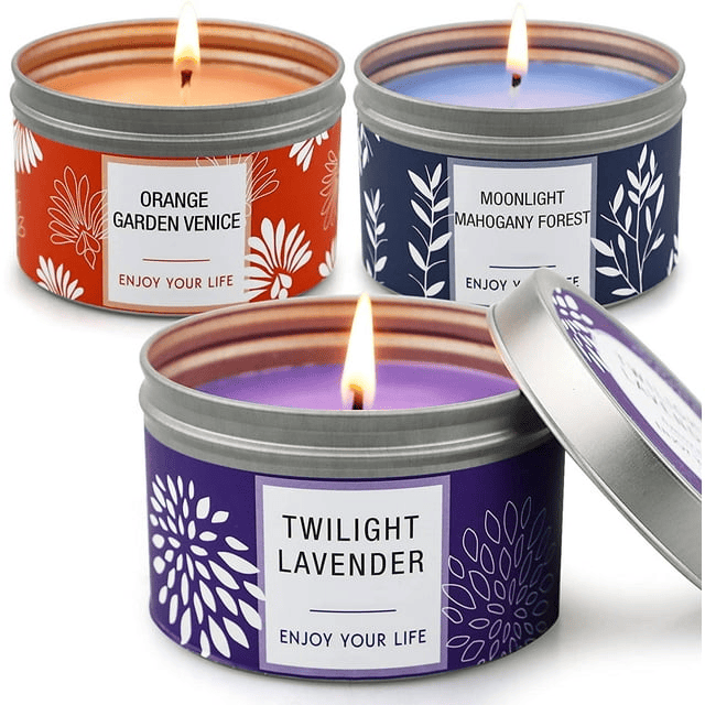 Sonsien 3 Pack Scented Candles for Home Scented, Fragrance Long Lasting Soy Candles, Aromatherapy Candle Gifts for Women, Birthday, Christmas