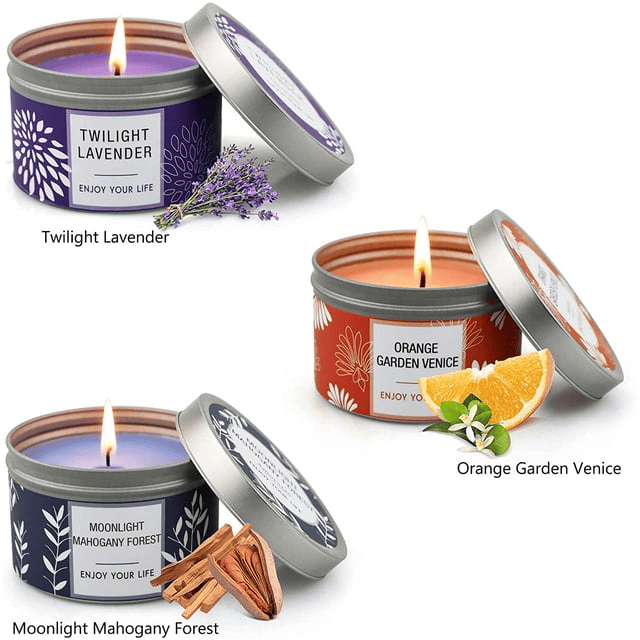 Sonsien 3 Pack Scented Candles for Home Scented, Fragrance Long Lasting Soy Candles, Aromatherapy Candle Gifts for Women, Birthday, Christmas
