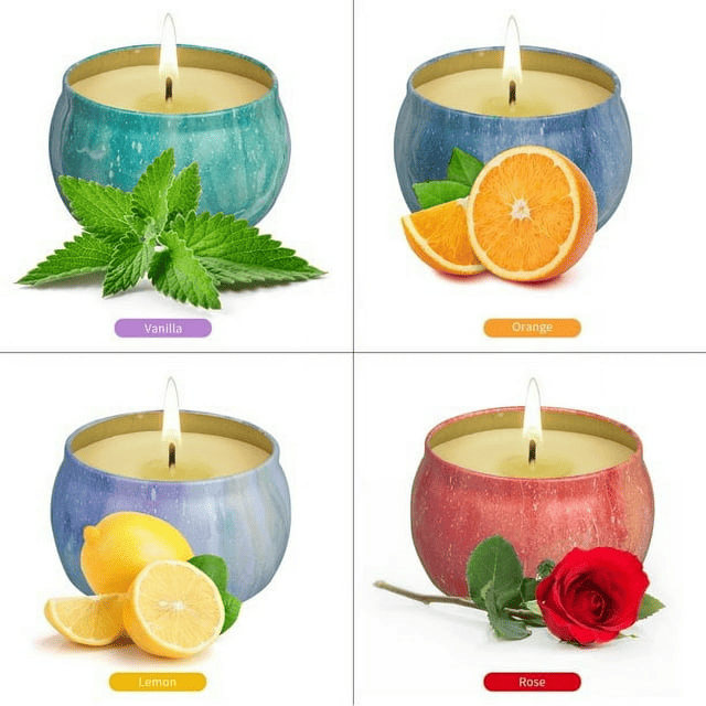 Scented Candles Gifts Set for Women: 4 PCS Aromatherapy Soy Wax Candles for Home Fragrance Stress Relief Candles for Bathtub, Yoga, Sleeping, Birthday Gifts for Women, Anniversary