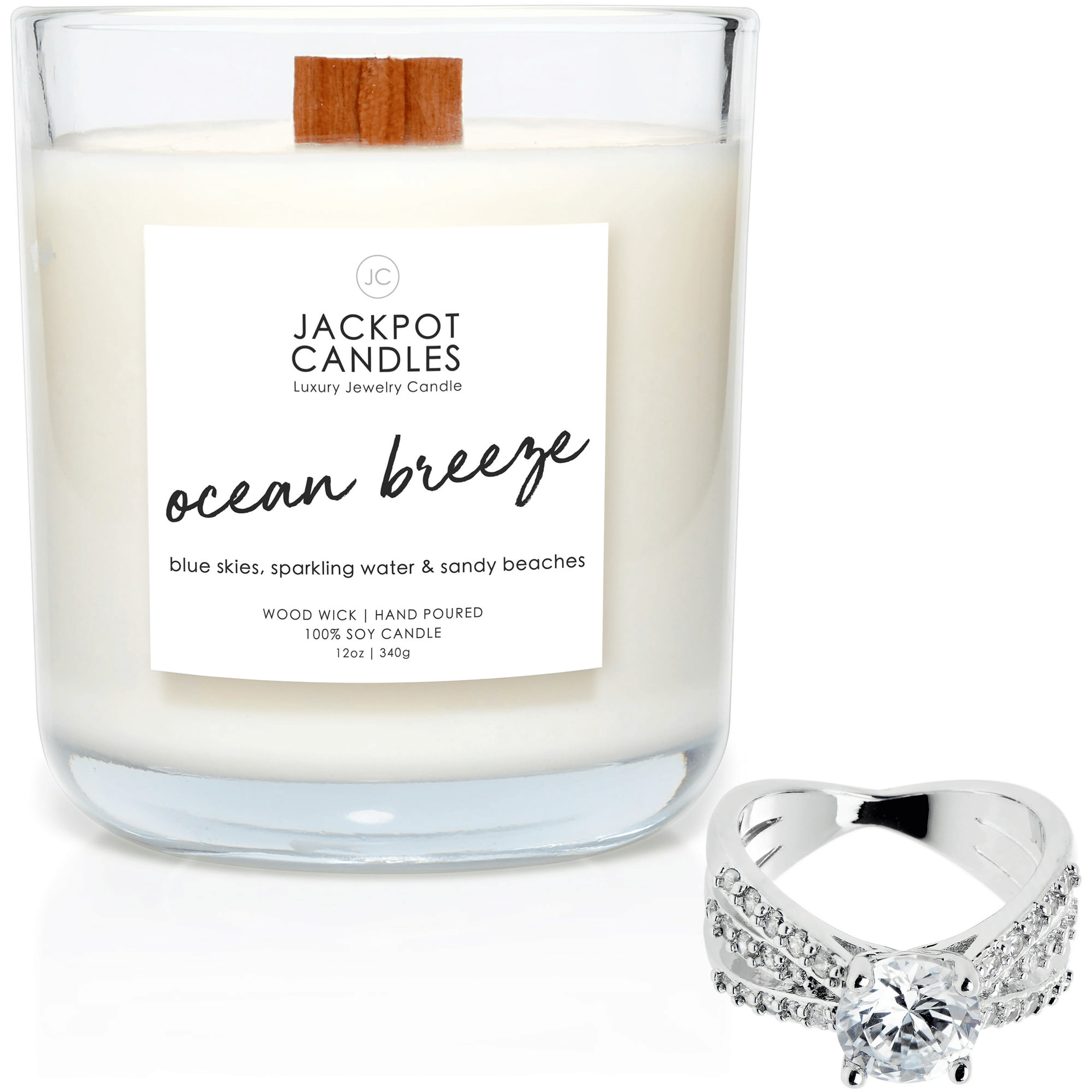 Jackpot Candles Ocean Breeze Candle with Ring Inside (Ring Size 6)
