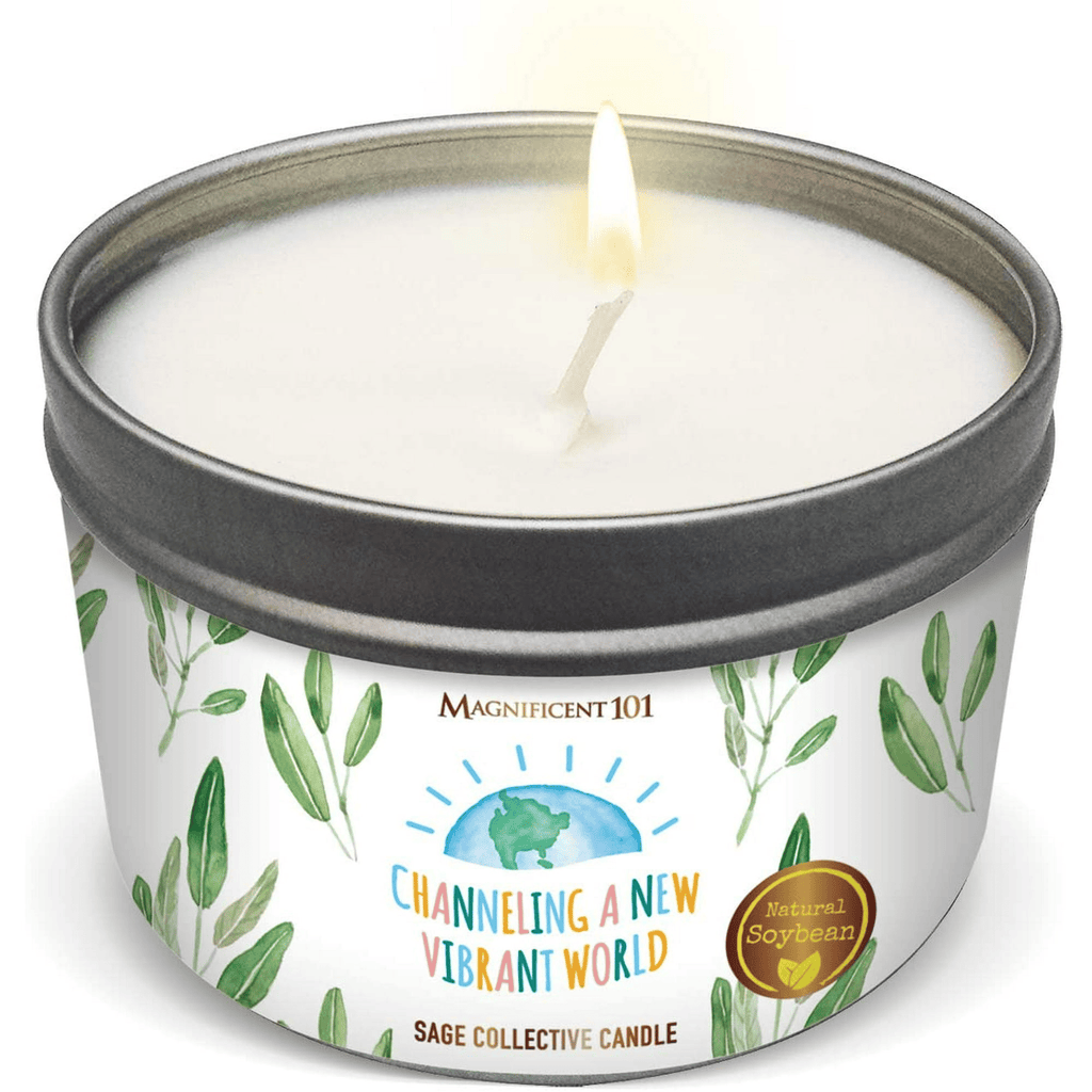 Magnificent 101 Pure White Sage Collective Aromatherapy Candle | 6 Oz - 35-Hour Burn | Made of 100% Soy Wax & Herbs | Ideal for Meditation, House Energy Cleansing & Manifestation