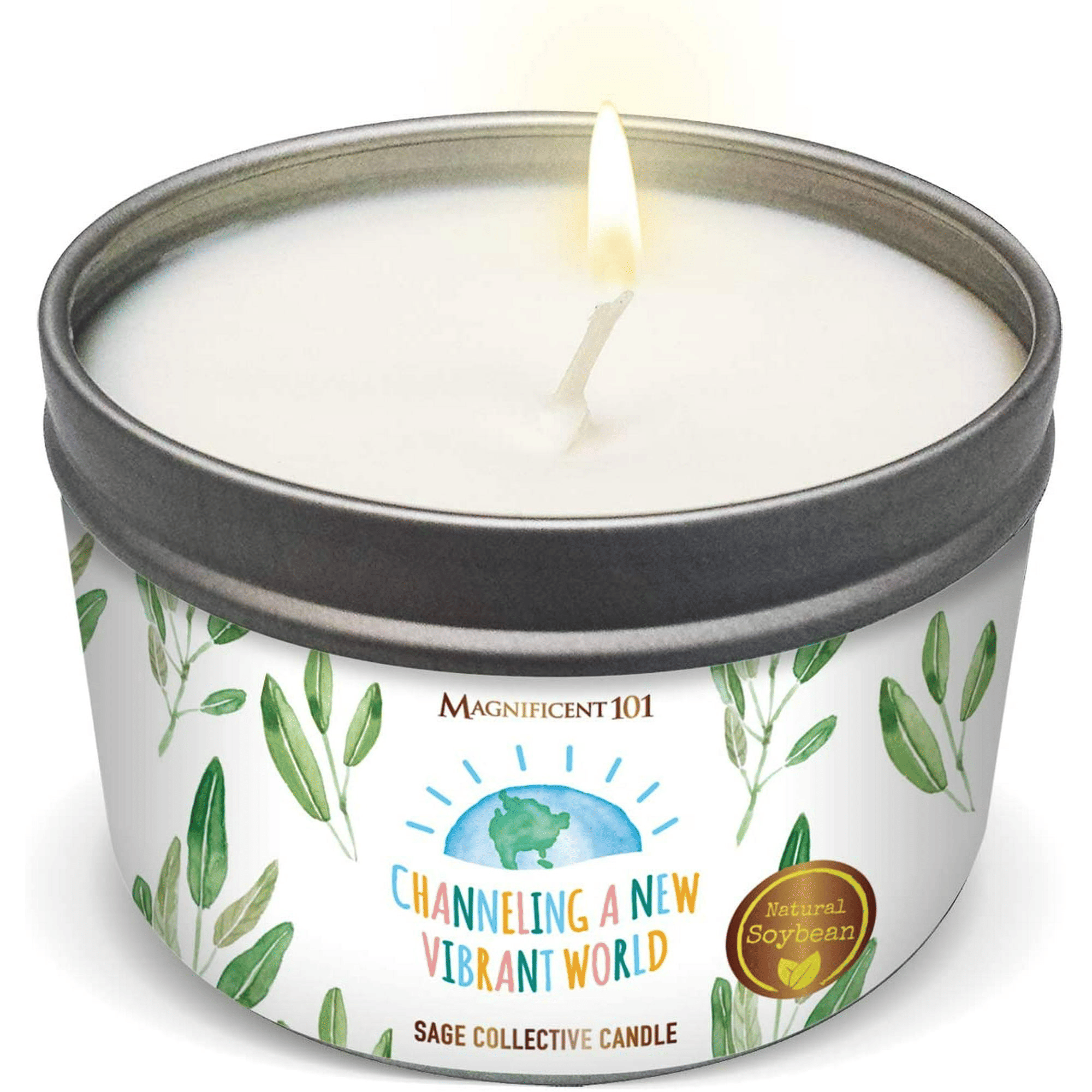 Magnificent 101 Pure White Sage Collective Aromatherapy Candle | 6 Oz - 35-Hour Burn | Made of 100% Soy Wax & Herbs | Ideal for Meditation, House Energy Cleansing & Manifestation