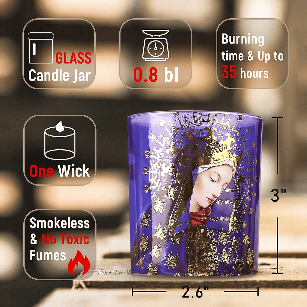 Meltone Prayer Candles, Devotional Candles, Virgin of Mary Saints Religions Decoration, Rosemary Scented Votive Candles Set for Prayer Altar, Mantle, Church