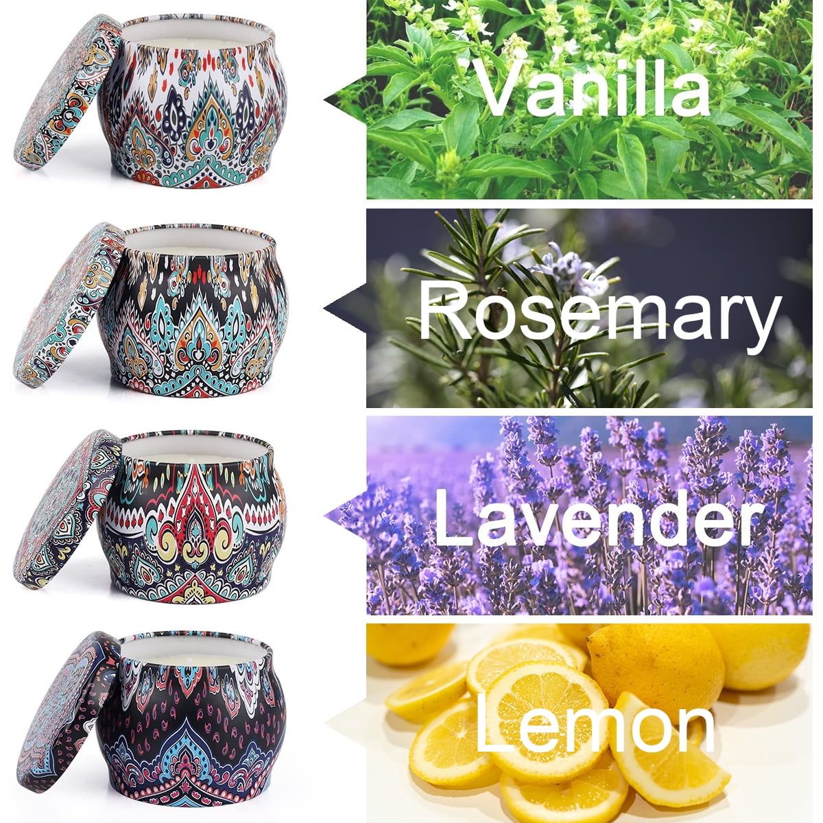 Husfou Scented Candles Gifts Set for Women, 4 Pack Aromatherapy Candles for Home Scented Soy Wax Candles Tin Jar Portable Travel Candles Yoga Mother's Day Valentine's Birthday Day Gifts