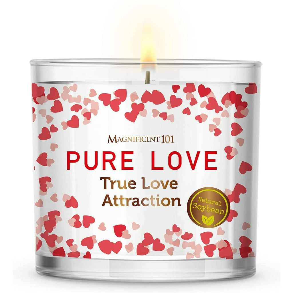 Magnificent 101 Long Lasting Pure Love Aromatherapy Candle with Florals & Oils14 Oz - 56 Hour Burn Time Soy Wax Candle for True Love Attraction, Purification & Manifestation