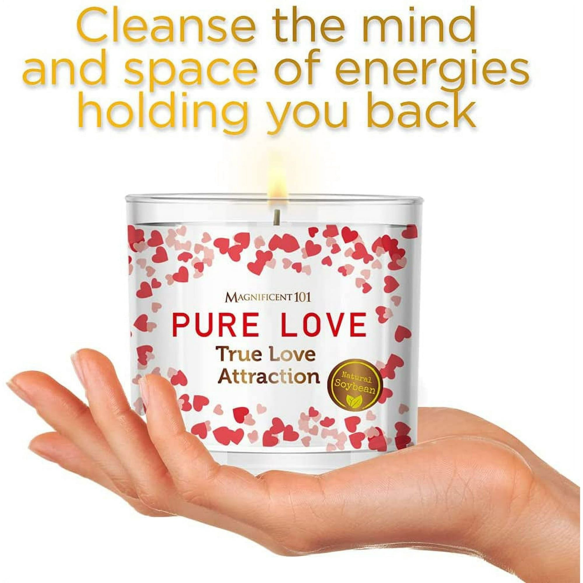 Magnificent 101 Long Lasting Pure Love Aromatherapy Candle with Florals & Oils14 Oz - 56 Hour Burn Time Soy Wax Candle for True Love Attraction, Purification & Manifestation
