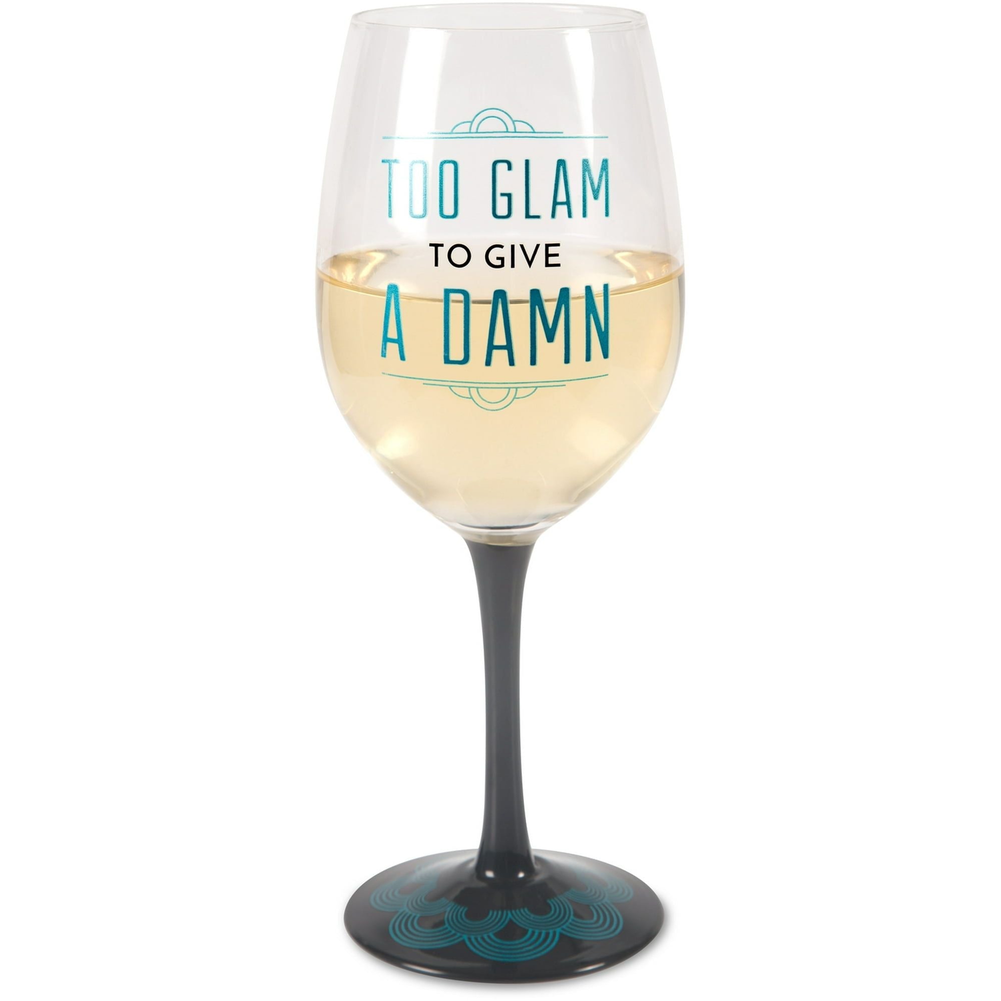 Pavilion Gift Company Pretty Inappropriate Too Glam To Give A Damn Wine Glass Candle Holder, Blue (68531)