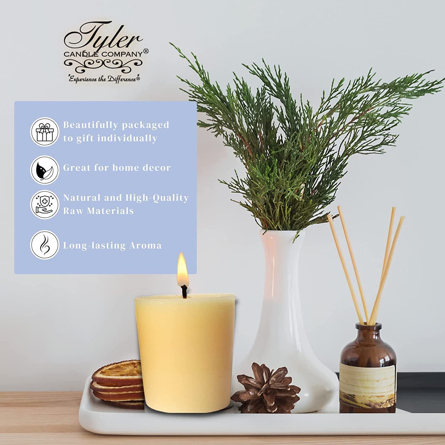 Tyler Candle Company Blueberry Blitz Votive Candles - Luxury Scented Candle with Essential Oils - 16 Pack of 2 oz Small Candles with 15 Hour Burn Time Each - with Bonus Key Chain