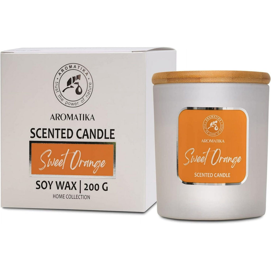 Scented Candle Sweet Orange - Essential Oil Aromatherapy Candle - Soywax Candle - Up to 45 Hours Burn Time - Glass Candle Gift - Luxury and Sensual Soy Wax Candle - Home Scented Candles