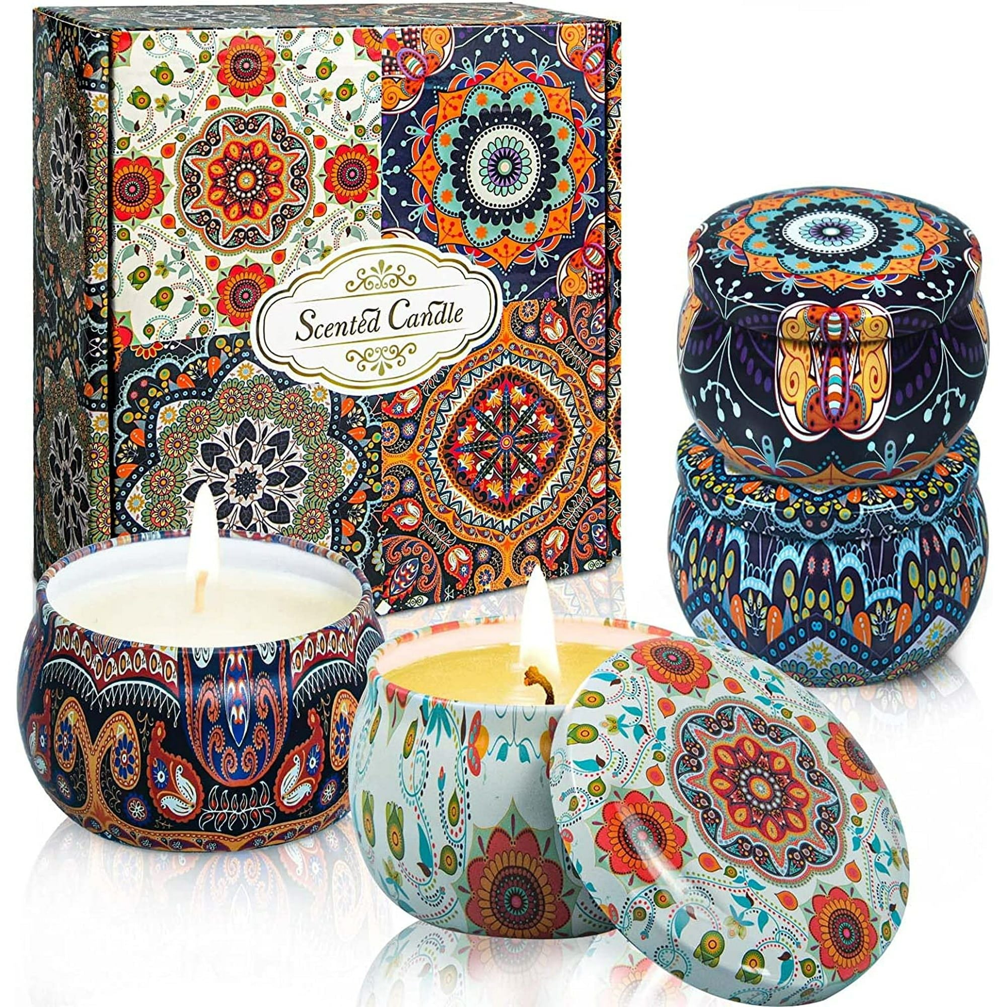 Oshine 4 Pack Christmas Candles Scented Candles Gift Set Aromatherapy Soy Candles 100% Natural Soy 4.4 oz Strongly Fragrance Stress Relief