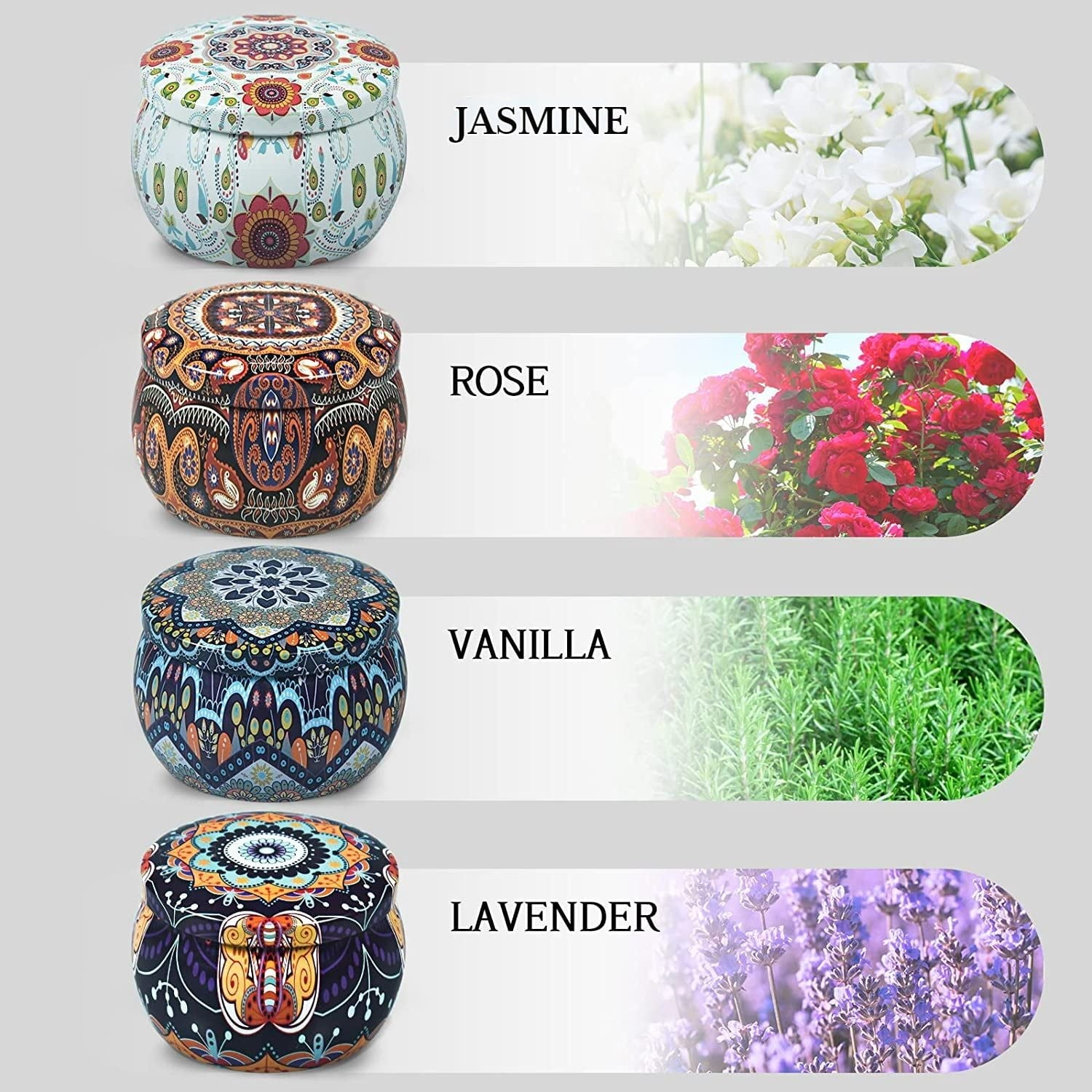 Oshine 4 Pack Christmas Candles Scented Candles Gift Set Aromatherapy Soy Candles 100% Natural Soy 4.4 oz Strongly Fragrance Stress Relief