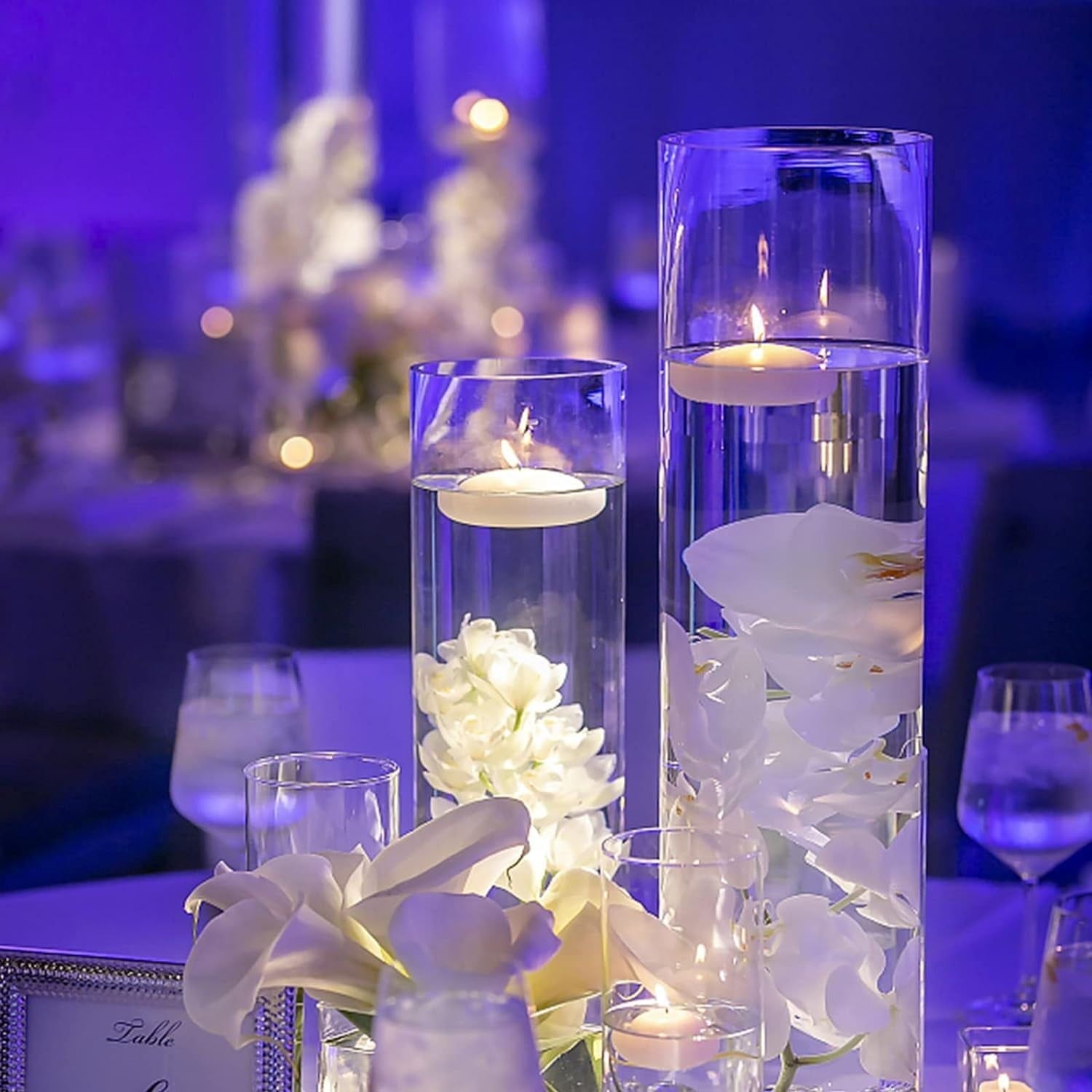 12 Pack White Unscented Floating Candles 2 inch for Centerpieces, Wedding Party