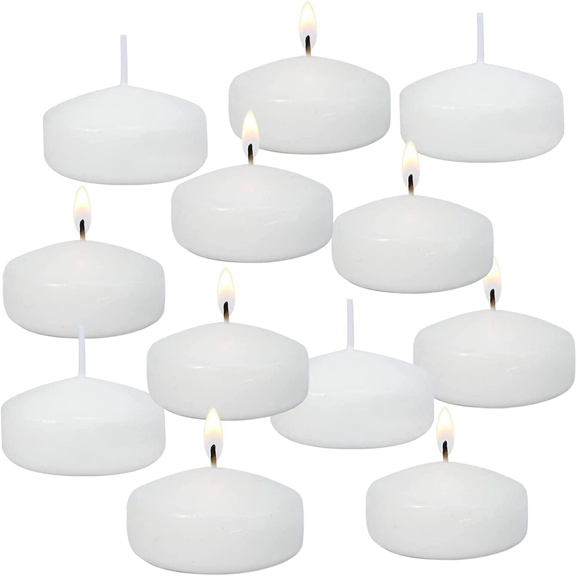 12 Pack White Unscented Floating Candles 2 inch for Centerpieces, Wedding Party