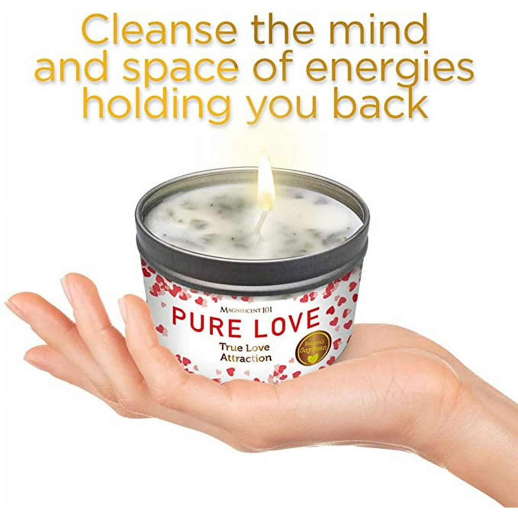 Magnificent 101 Long Lasting Pure Love Aromatherapy Candle | 6 Oz - 35 Hour Burn Time | Made of Soy Wax Candle with Florals & Oils for True Love Attraction, Purification & Manifestation