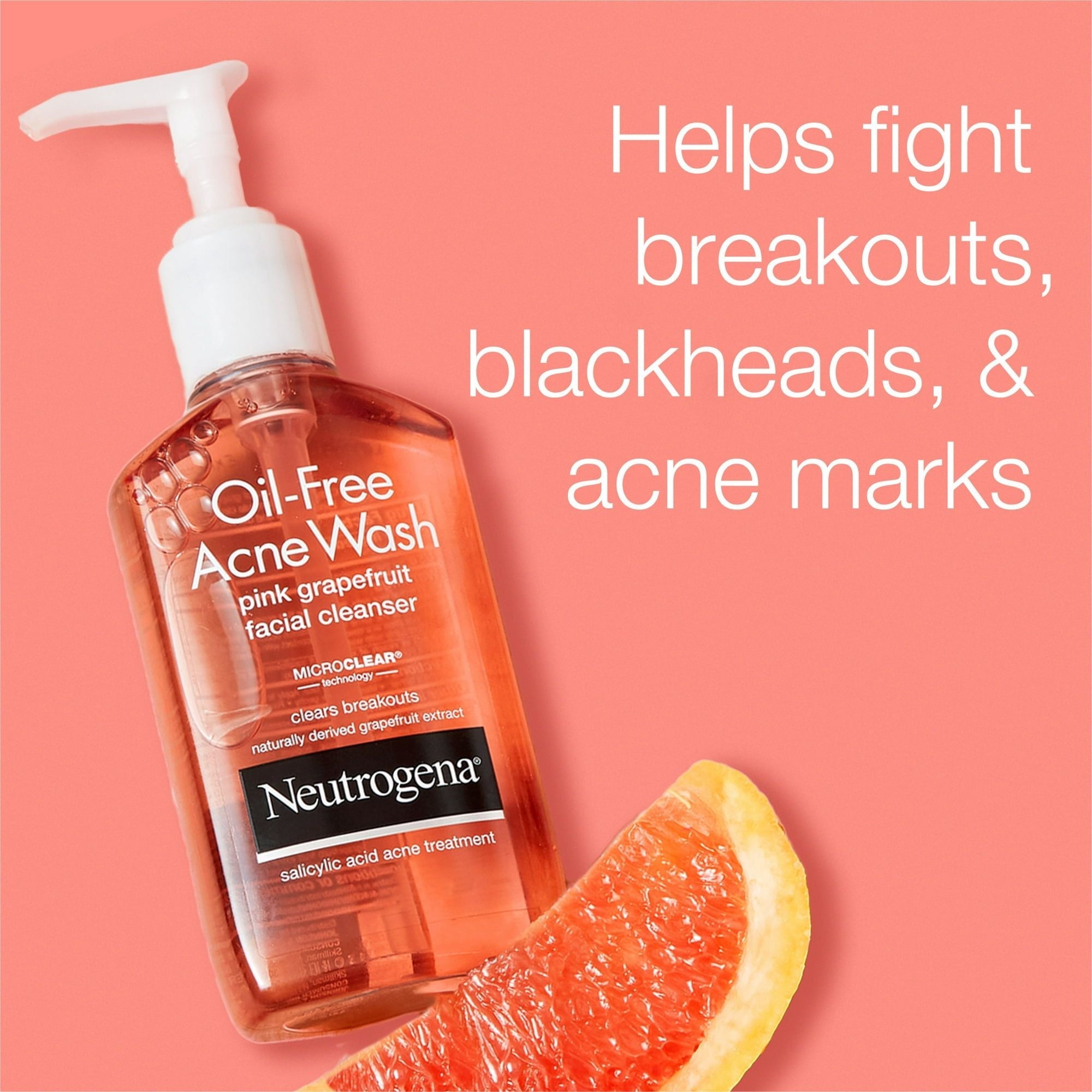Neutrogena Oil-Free Pink Grapefruit Acne Facial Cleanser, 6 fl. oz