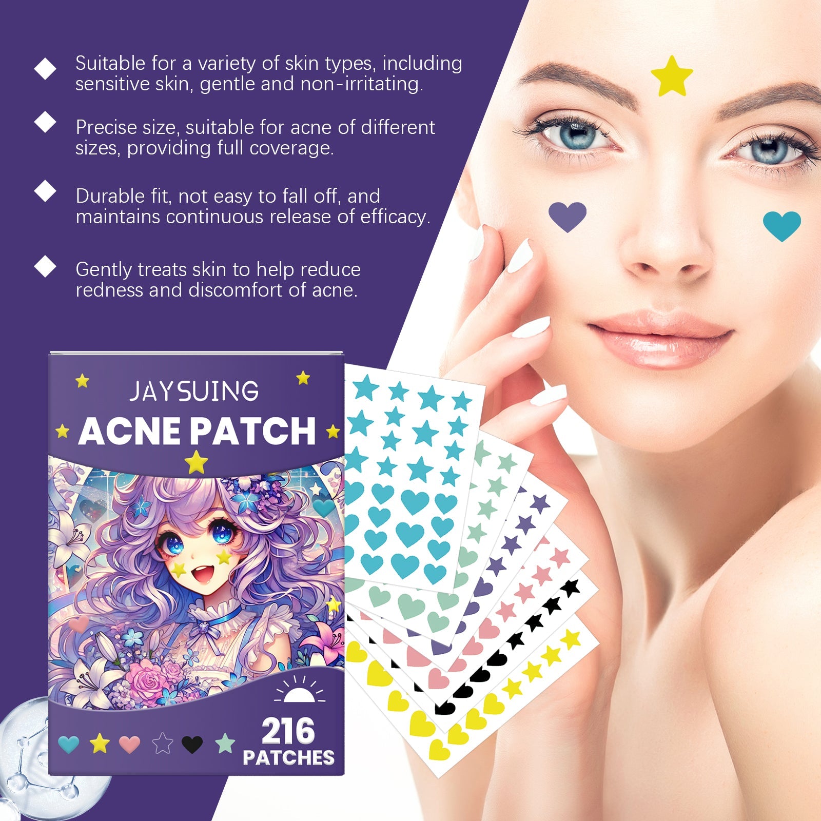 Color Acne Patch Covering Acne Print Face Patch For Comfort And Smoothness