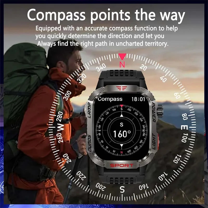 GZYR 2.01" Screen Smart Watch Men Bluetooth Call 600 mAh Sports Waterproof Heart rate Blood Oxygen SmartWatch