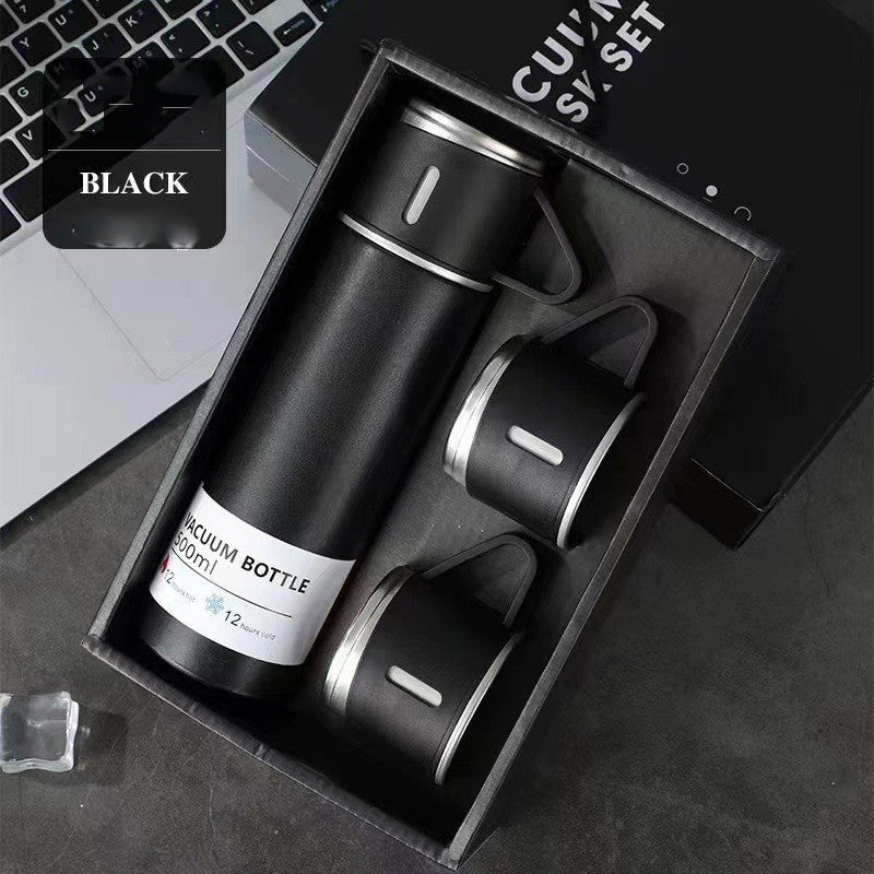 Three-lid thermos cups - portable fashion gift box set stainless steel