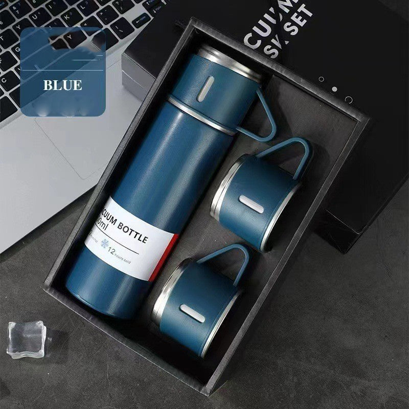 Three-lid thermos cups - portable fashion gift box set stainless steel