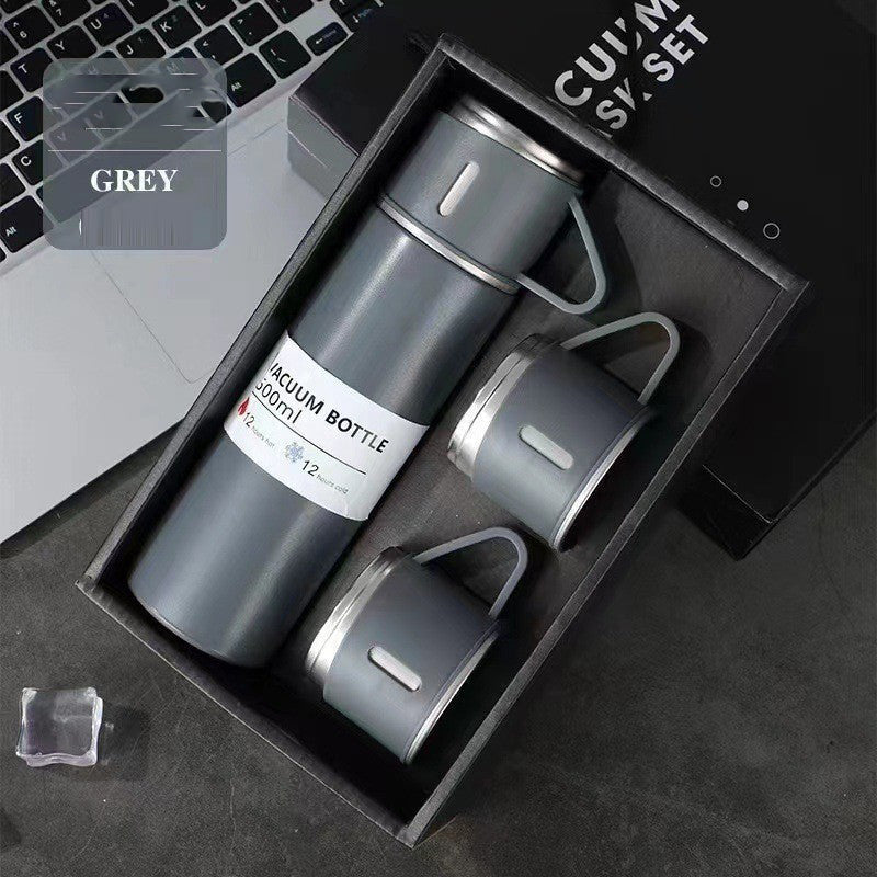 Three-lid thermos cups - portable fashion gift box set stainless steel
