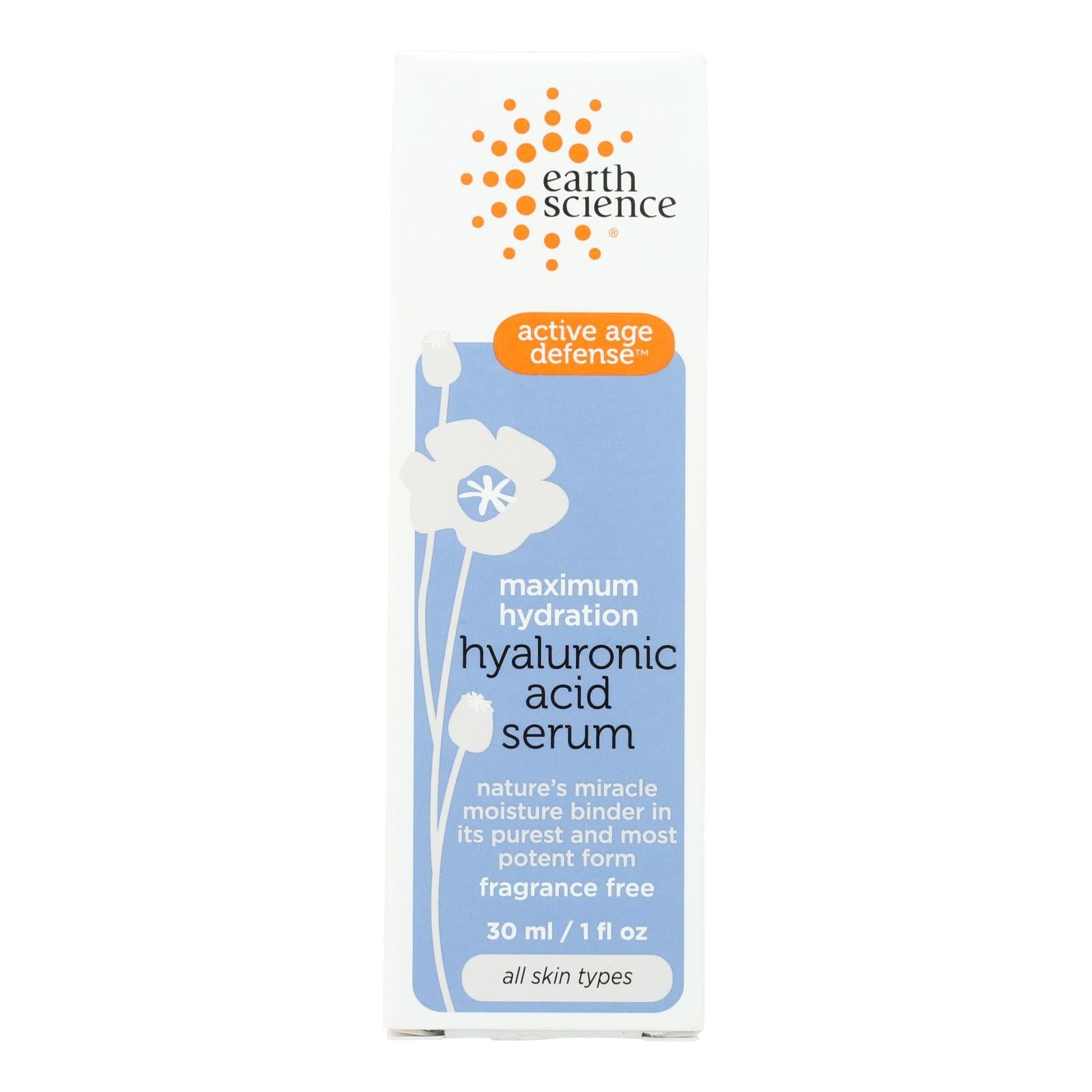 Earth Science Hyaluronic Acid Serum: Hydration Boost for Glowing Skin (1 Oz.)