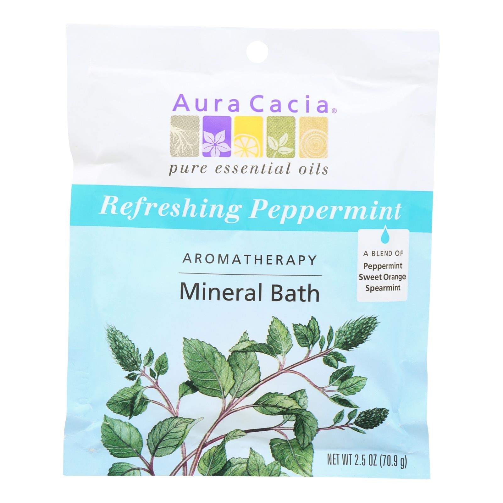 Aura Cacia Aromatherapy Mineral Bath: Peppermint Harvest, Calming, 2.5 Oz (Pack of 6)