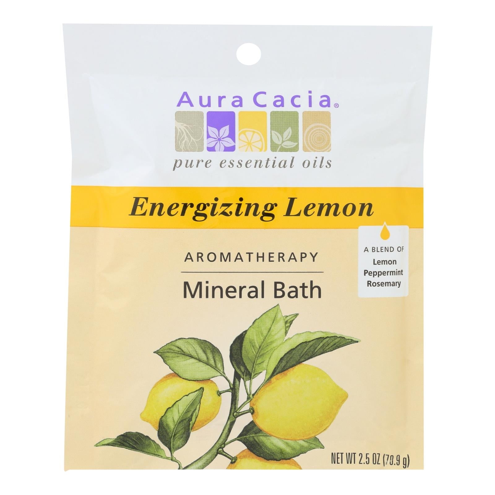 Aura Cacia Aromatherapy Mineral Bath Energizing Lemon (Pack of 6) - 2.5 Oz