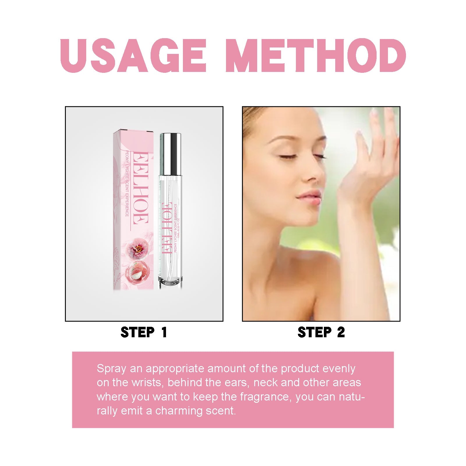 Peony Lychee Scent Experience Perfume, Natural Fresh Lasting Fragrance Atmosphere Portable Niche Perfume