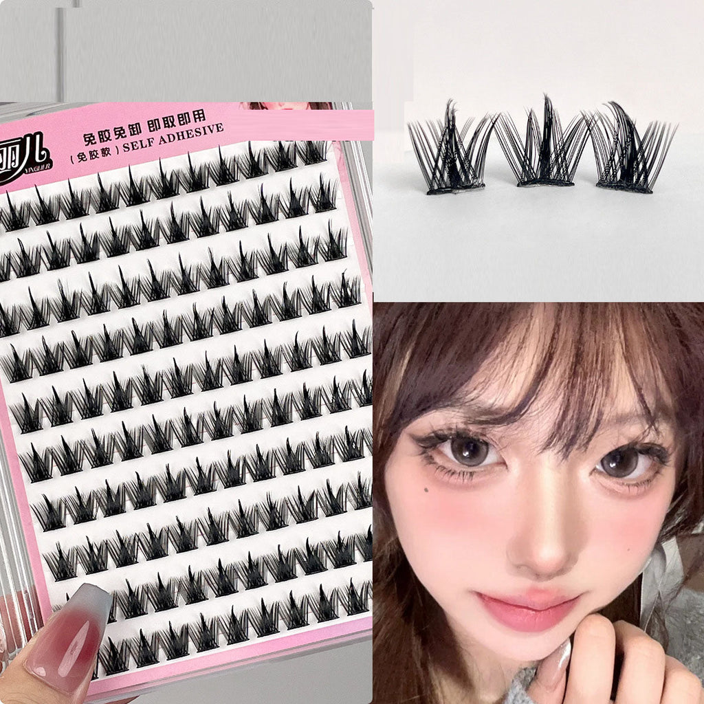 Non adhesive pure wild demon false eyelashes manga natural segmented novice simulation beginner self-adhesive eyelashes