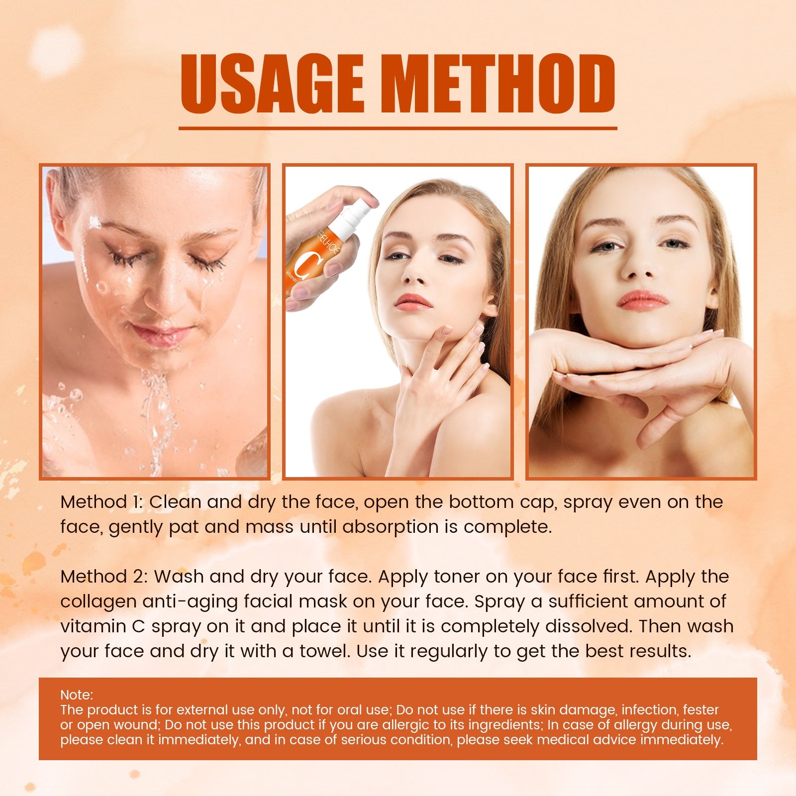 Vitamin C Moisturizing Spray Hydrates And Moisturizes Skin, Lightening Acne Spots And Whitening Spray