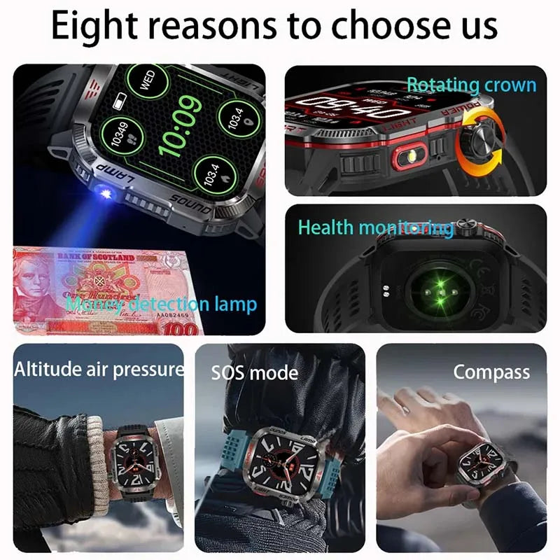 GZYR 2.01" Screen Smart Watch Men Bluetooth Call 600 mAh Sports Waterproof Heart rate Blood Oxygen SmartWatch