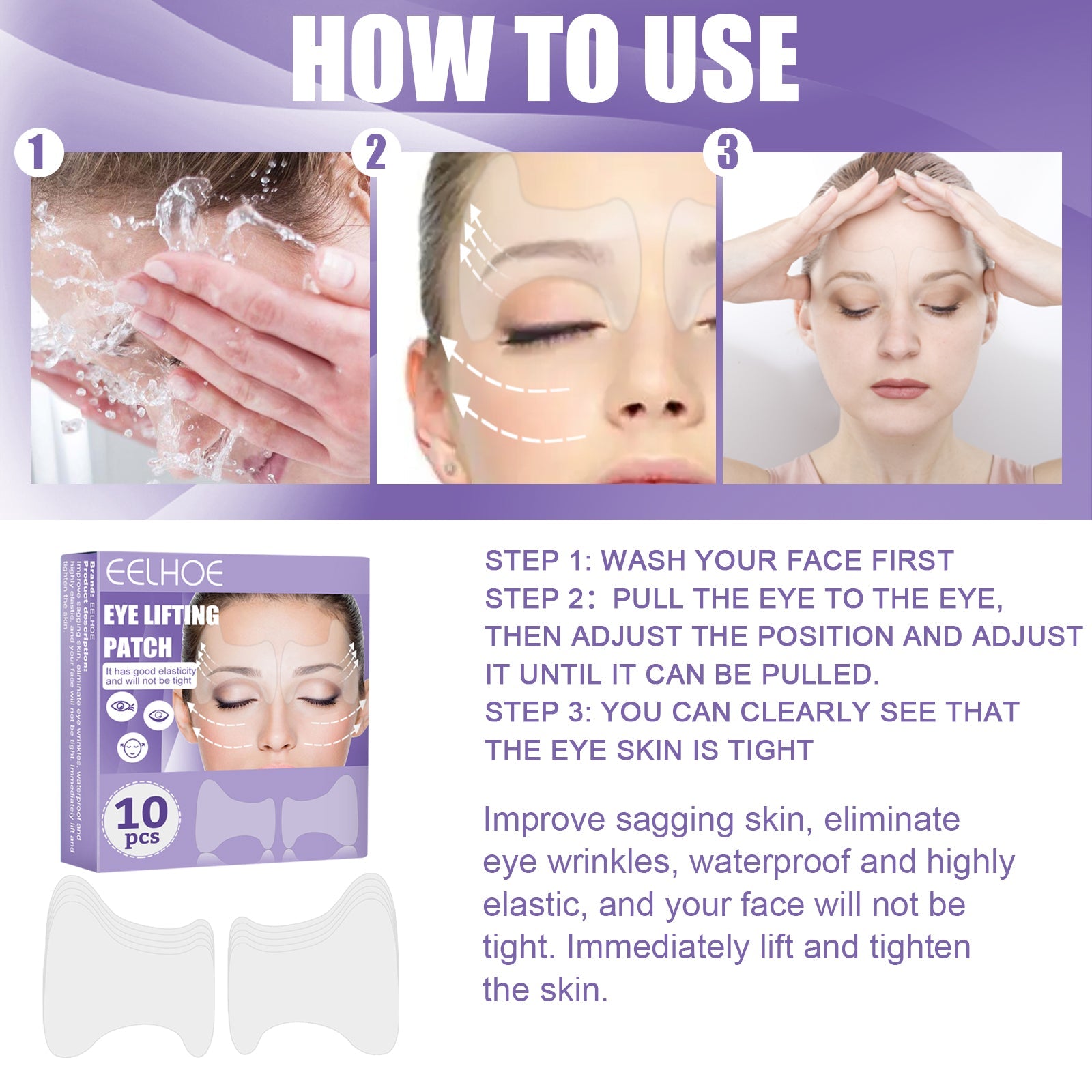 Eye Lifting Patch, Reduces Fine Lines Under Eye Bags Multi-Action Collagen Eye Mask Firming Lift Eye Patch