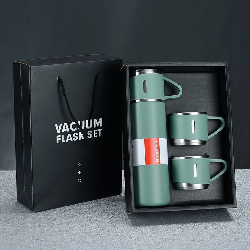 Three-lid thermos cups - portable fashion gift box set stainless steel