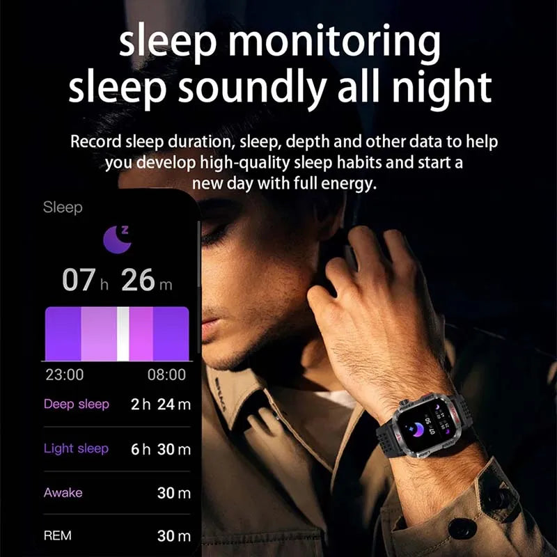 GZYR 2.01" Screen Smart Watch Men Bluetooth Call 600 mAh Sports Waterproof Heart rate Blood Oxygen SmartWatch