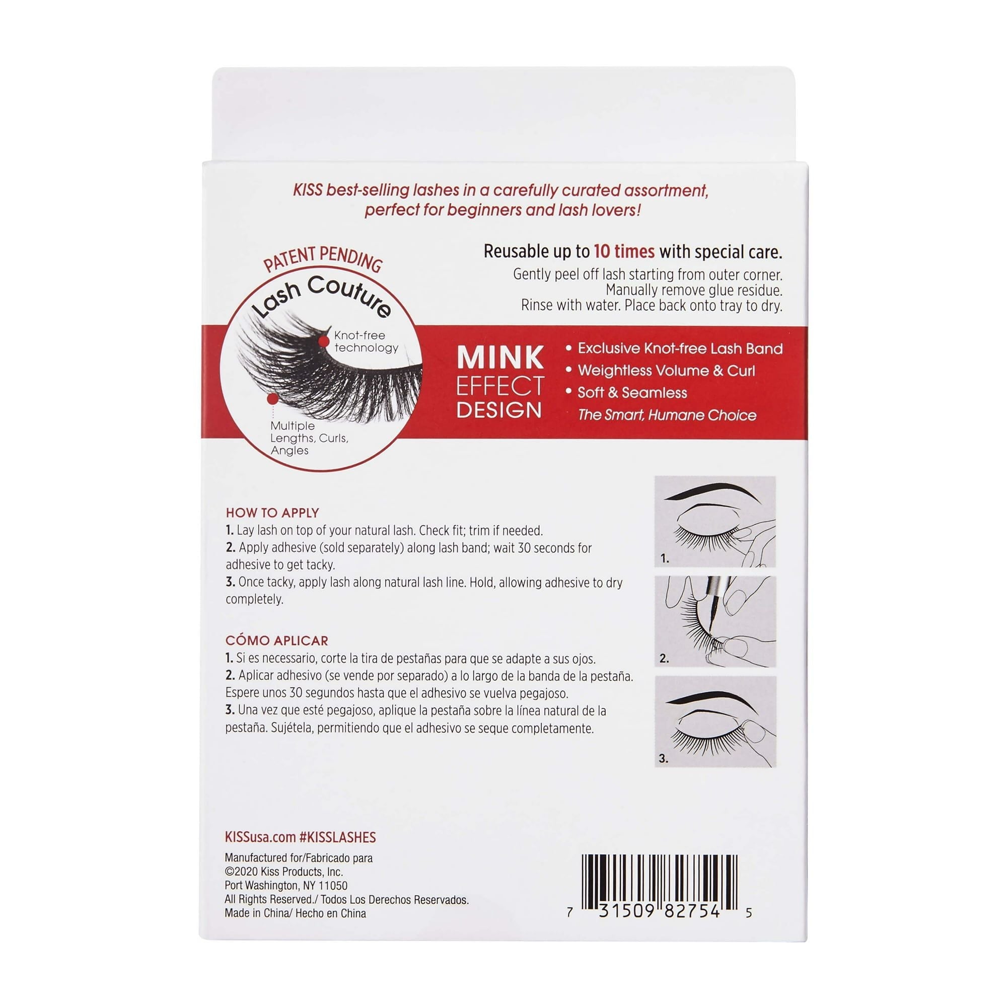 Kiss USA Lash Couture Faux Mink Curated Collection,  False Eyelashes Multipack