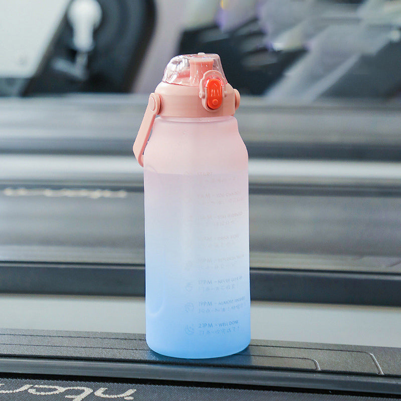 New Frosted Gradient Color Water Bottle Large Capacity Straw Travel Pot Color Sports Water Bottle Outdoor Fitness Cup