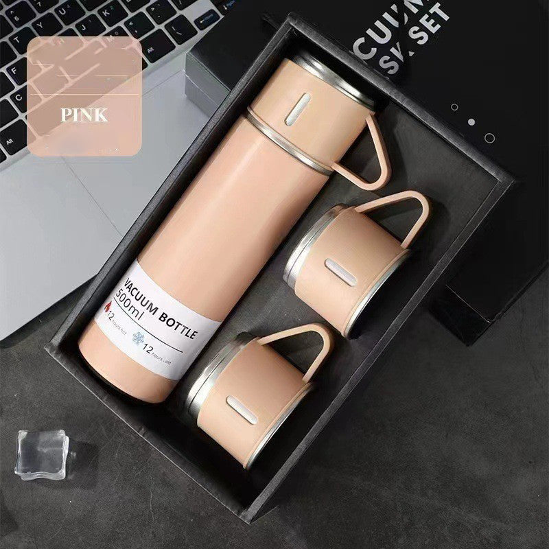 Three-lid thermos cups - portable fashion gift box set stainless steel