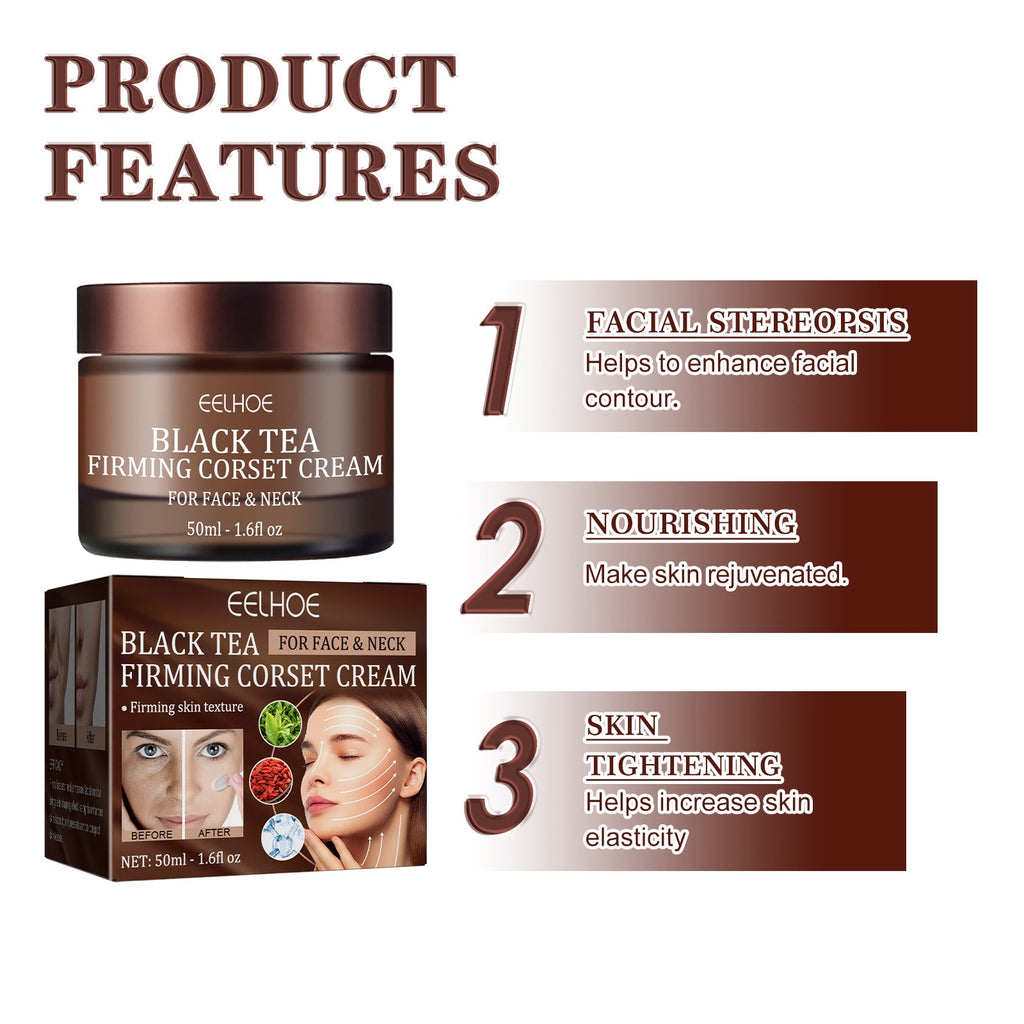 Black Tea Firming Moulding Face Cream, Moisturizing Softening Skin Firming Shrinking Pore Face Cream