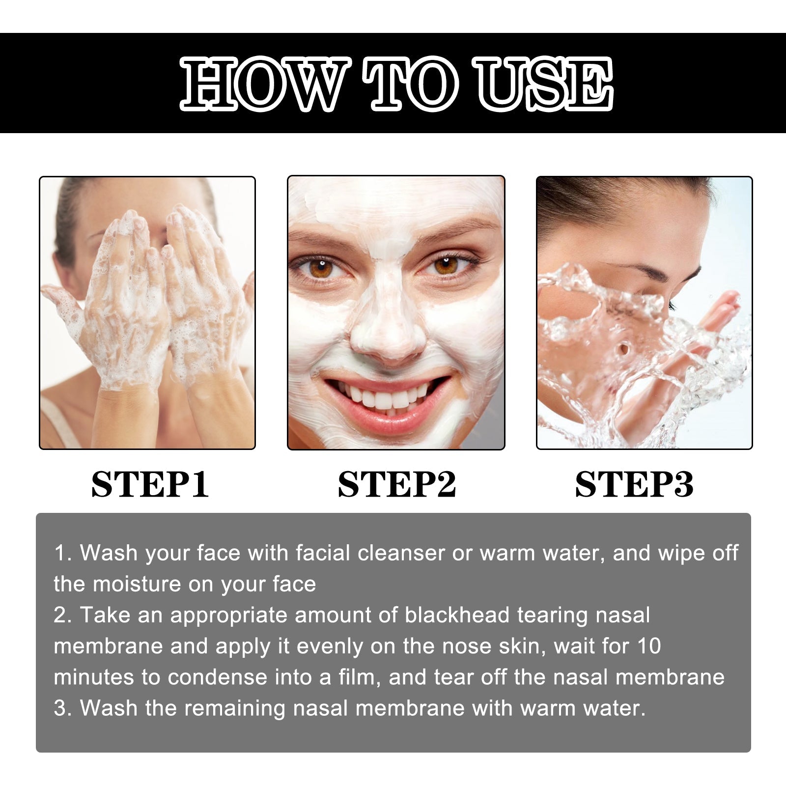 Remove Blackheads Peel Nose Mask, Deep Clean Remove Blackheads Acne And Tighten Pores Strawberry Nose Mask