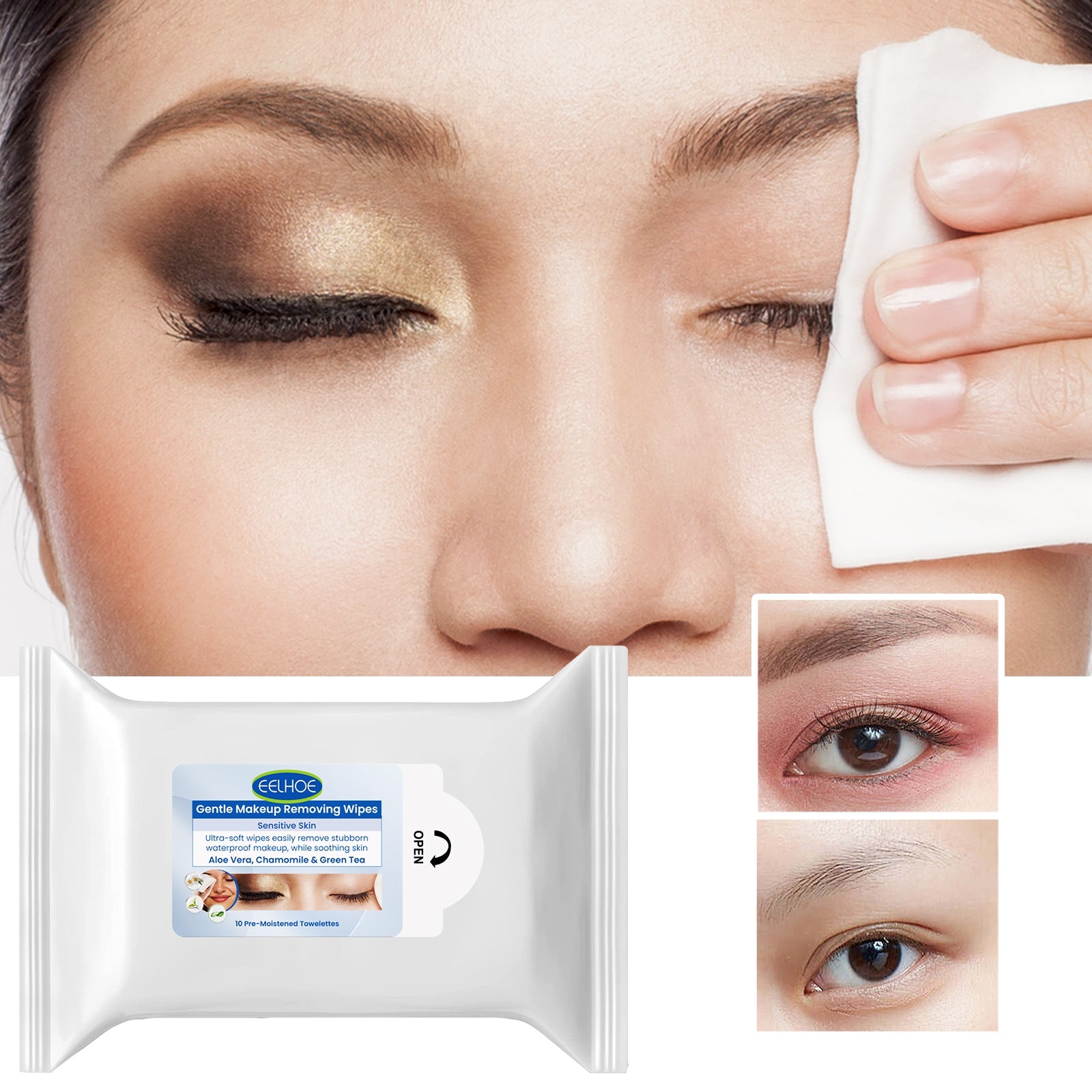 Gentle Makeup Remover Wipes Deep Cleanse Face Eye And Lip Makeup Gentle Refreshing Non-Irritating Makeup Remover Wipes