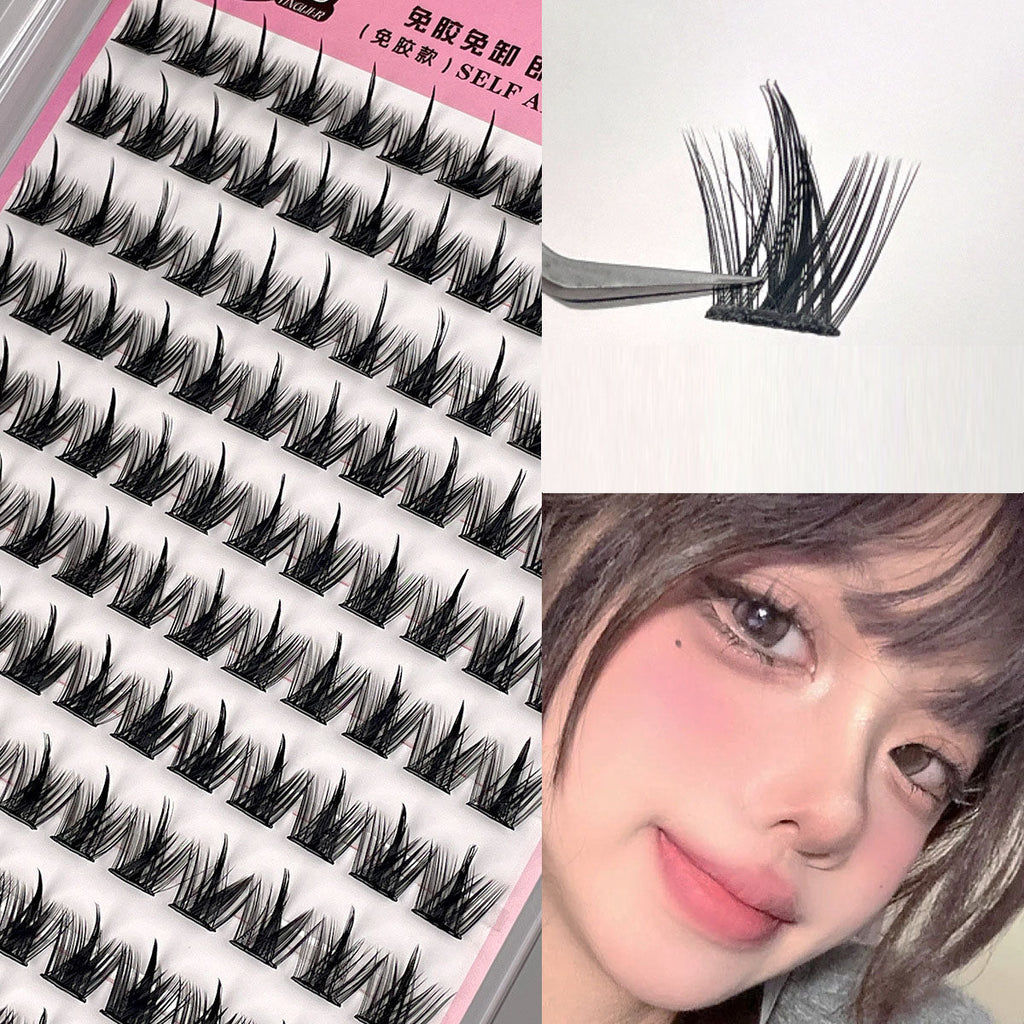 Non adhesive pure wild demon false eyelashes manga natural segmented novice simulation beginner self-adhesive eyelashes