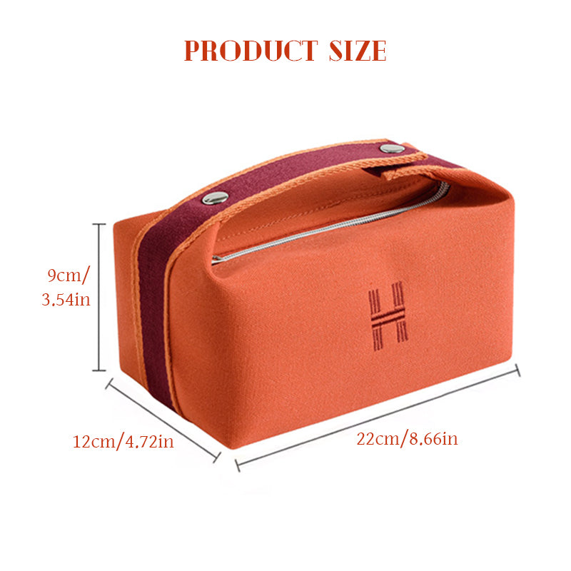 Portable premium canvas makeup bag, large capacity, washable, stylish storage for women