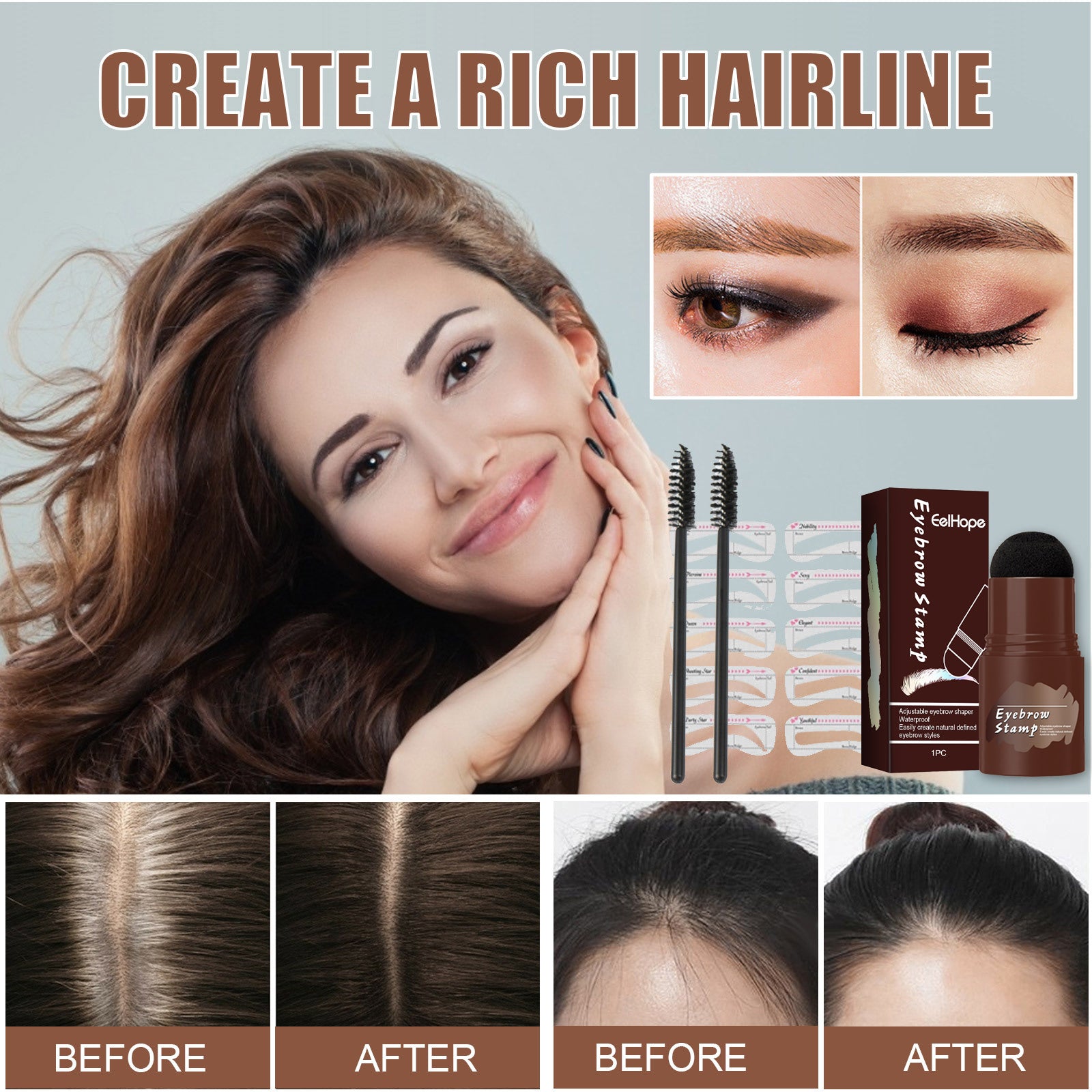 Brow Print Set Quick Brow Makeup Lazy Hairline Powder Repair Natural Waterproof Contouring Shadow