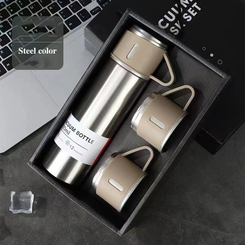 Three-lid thermos cups - portable fashion gift box set stainless steel
