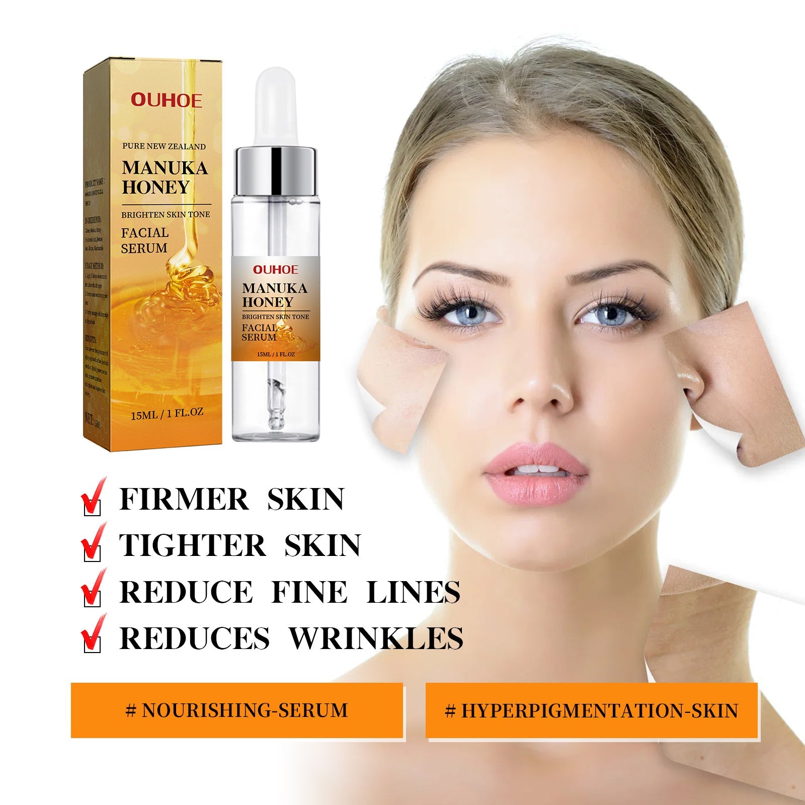 Honey Brightening Face Essence, Firming Hydrating Brightening Repair Skin Care Essence