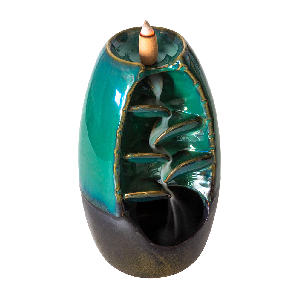 Ceramic Backflow Incense Burner - Cascading Leaves